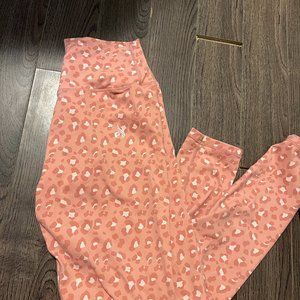 Ryderwear Hybrid Full Length Leggings - Large - Pink Leopard